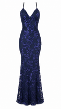 Abito lungo con paillettes fantasia floreali