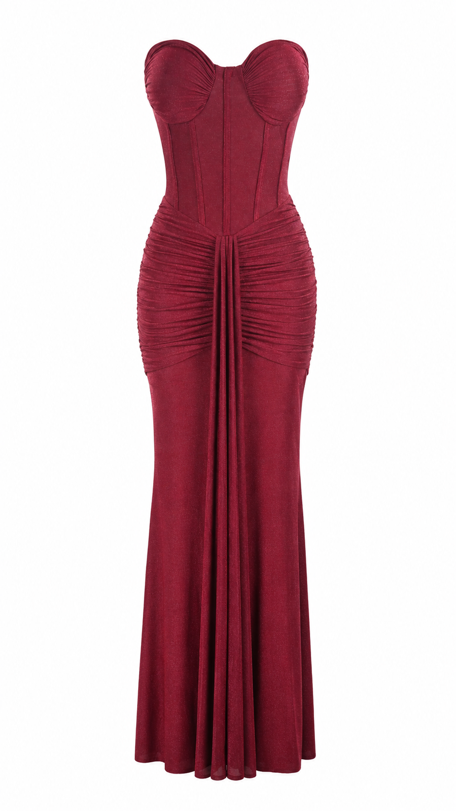 Abito lungo effetto lurex con bustier corsetto