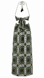 Abito lungo mandala cut-out laterale