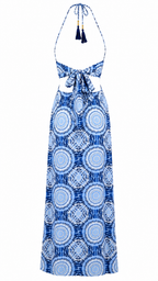 Abito lungo mandala cut-out laterale