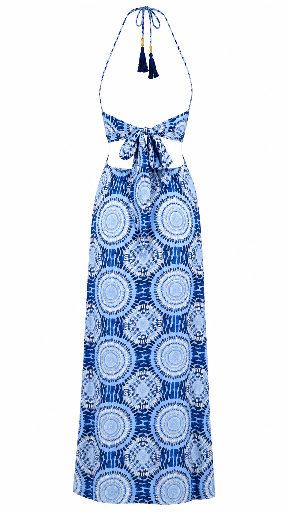 Abito lungo mandala cut-out laterale