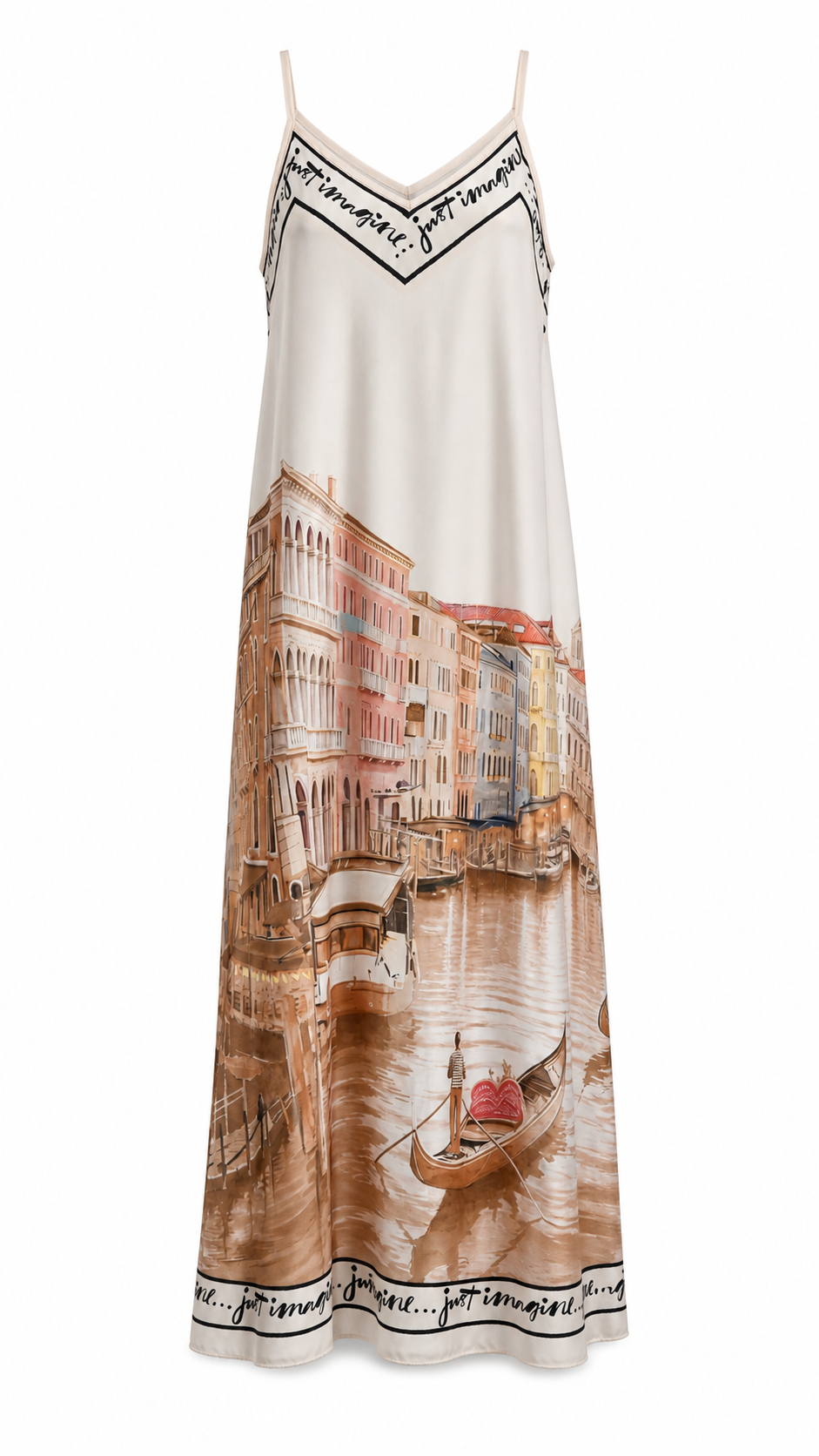 Abito lungo con stampa paesaggio veneziano