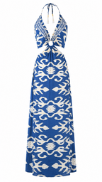 Abito lungo mandala cut-out laterale