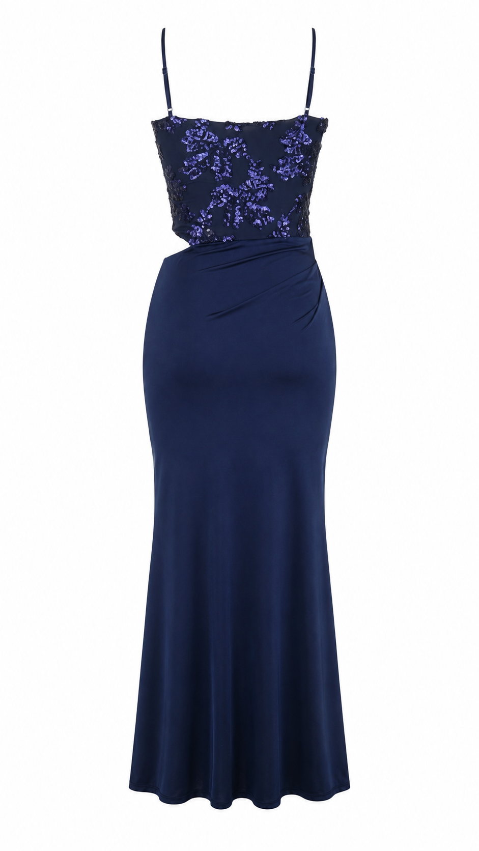 Abito lungo cut-out con corpetto in paillettes