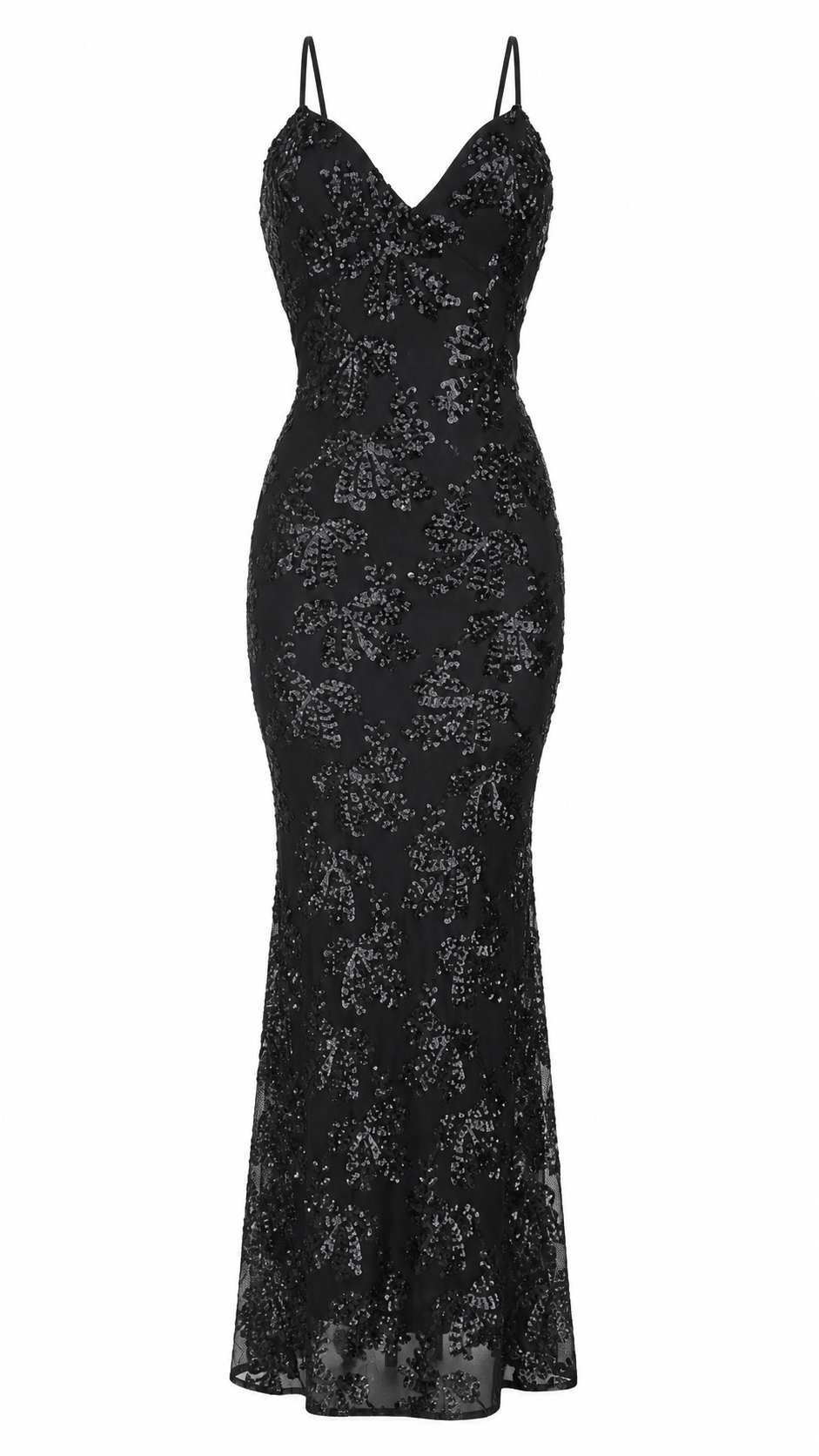 Abito lungo con paillettes fantasia floreali