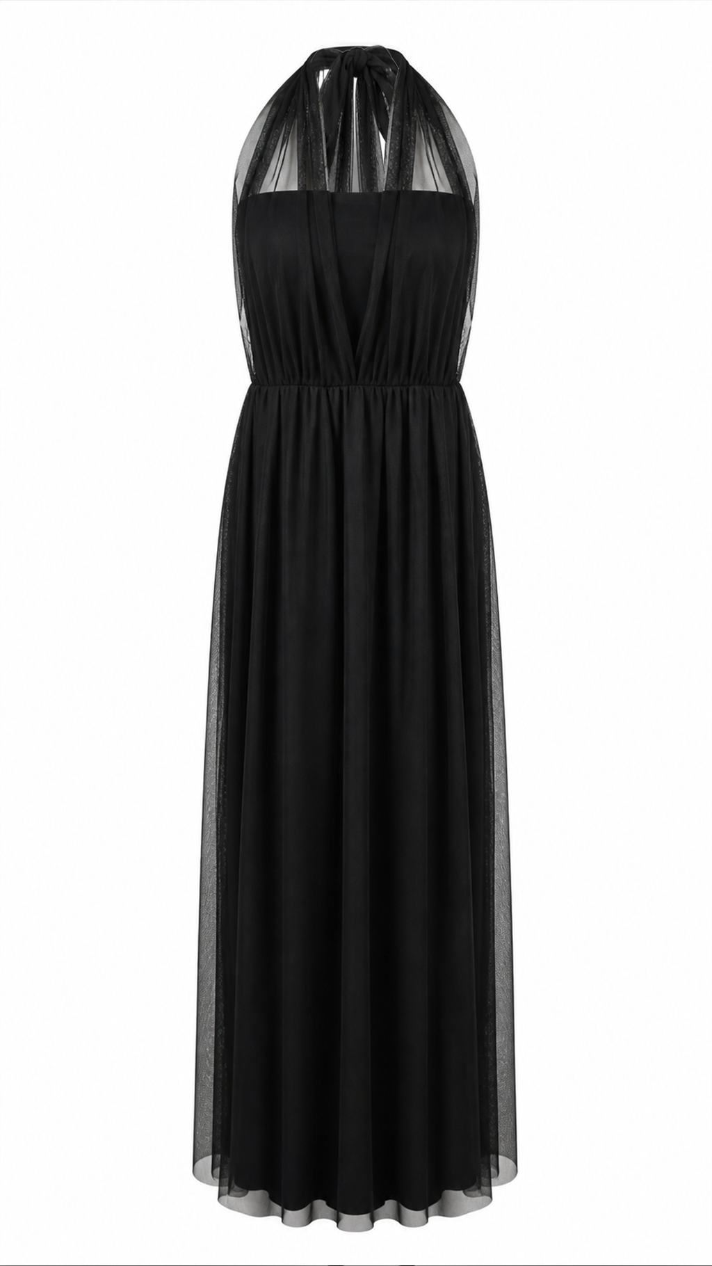 Abito lungo effetto tulle con scollo halter