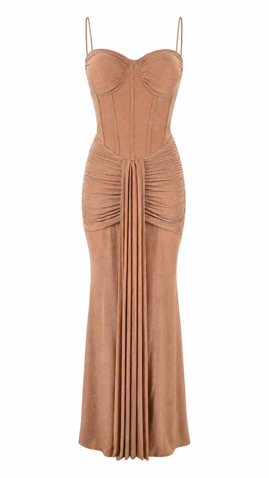 Abito lungo effetto lurex con bustier corsetto