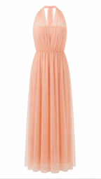 Abito lungo effetto tulle con scollo halter
