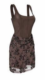 Abito mini effetto corpetto con gonna in tulle
