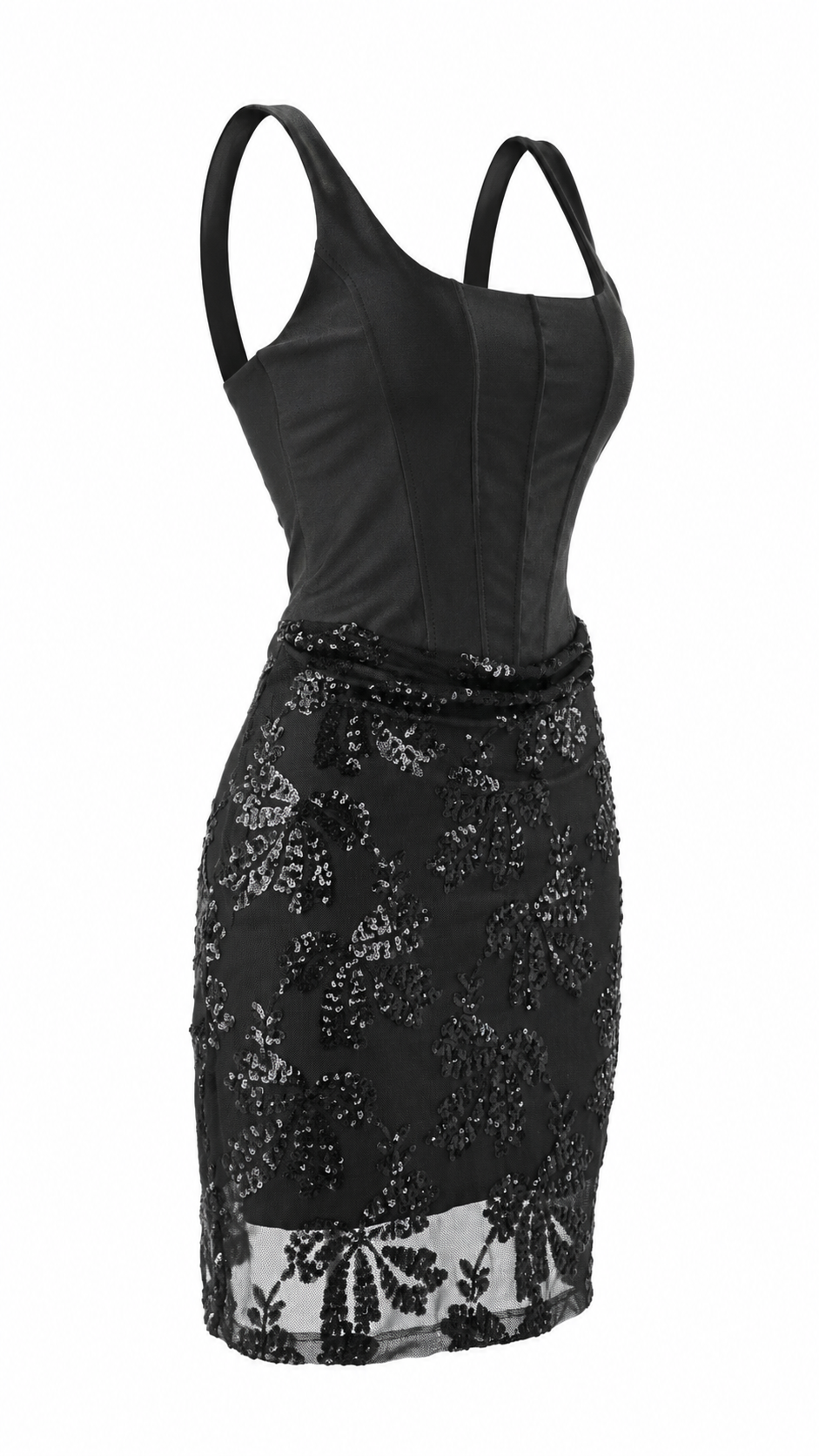 Abito mini effetto corpetto con gonna in tulle