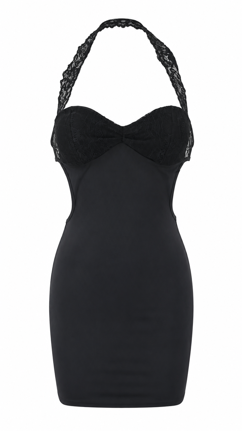 Abito mini aderente con pizzo