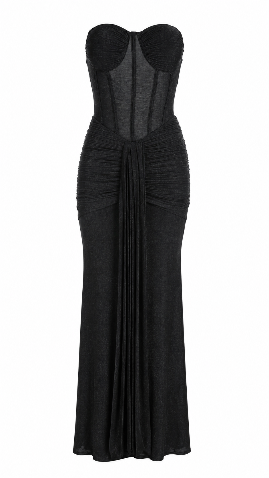 Abito lungo effetto lurex con bustier corsetto