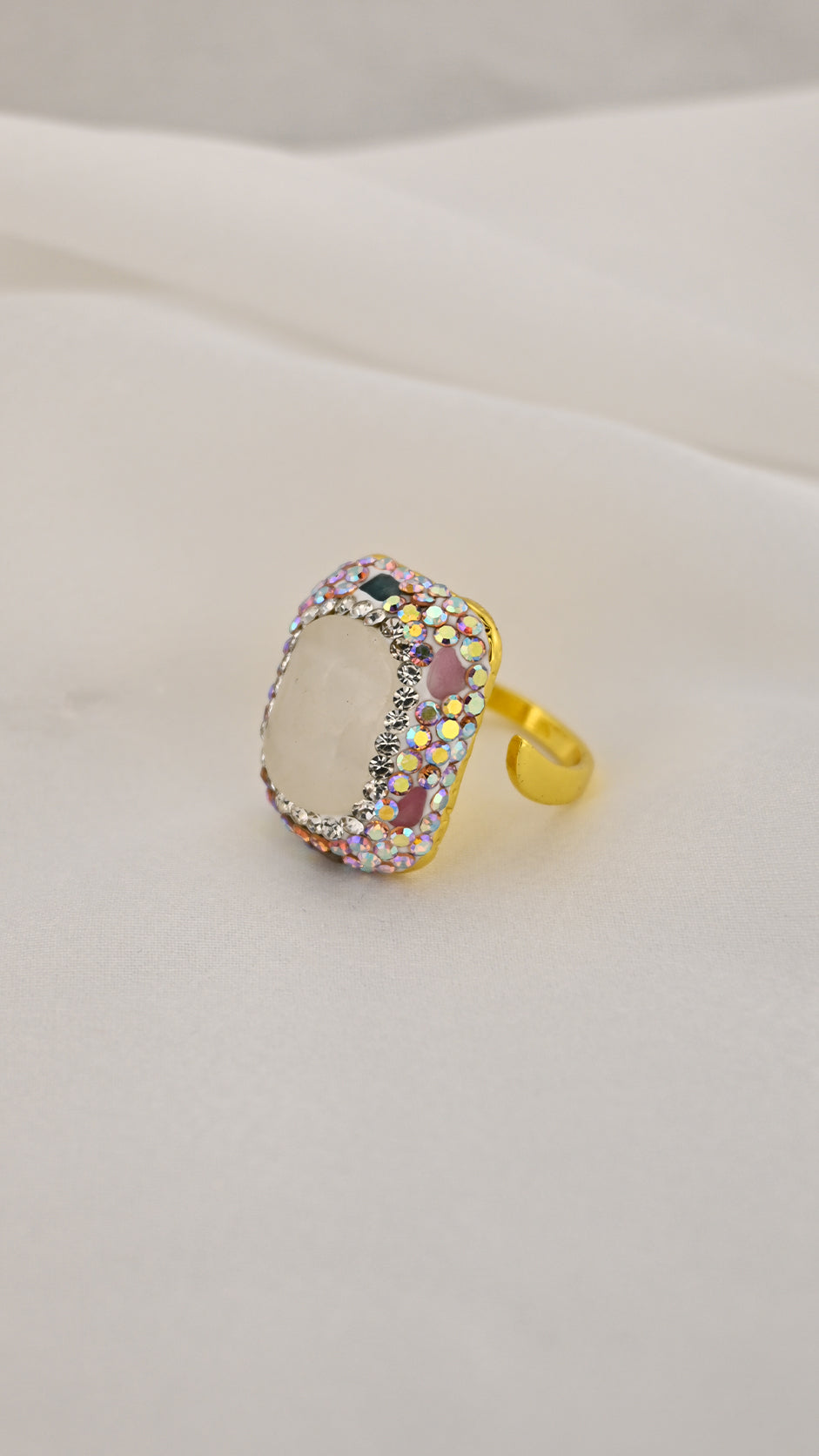 Anello cocktail oro rettangolare