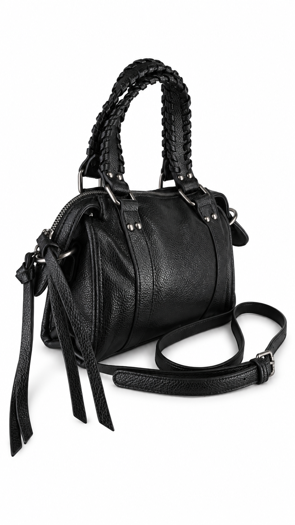 Borsa bauletto effetto pelle con doppi manici
