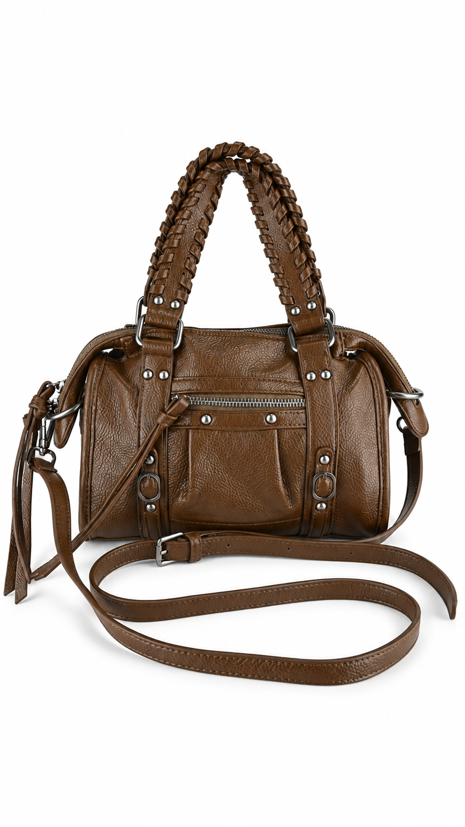 Borsa bauletto effetto pelle con doppi manici