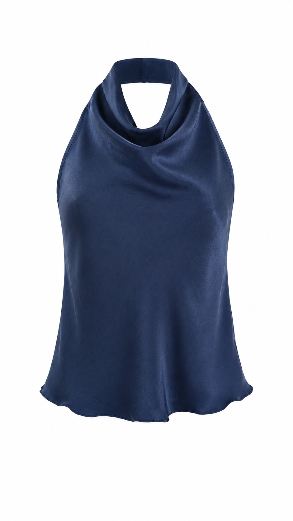 Top satinato con scollo halter drappeggiato