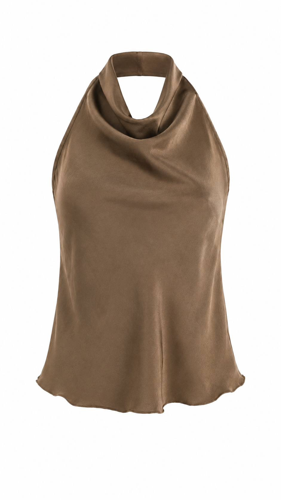 Top satinato con scollo halter drappeggiato