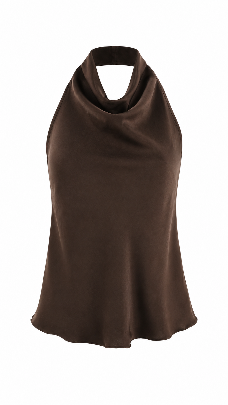 Top satinato con scollo halter drappeggiato