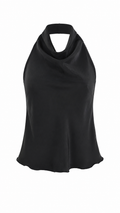 Top satinato con scollo halter drappeggiato