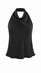 Top satinato con scollo halter drappeggiato