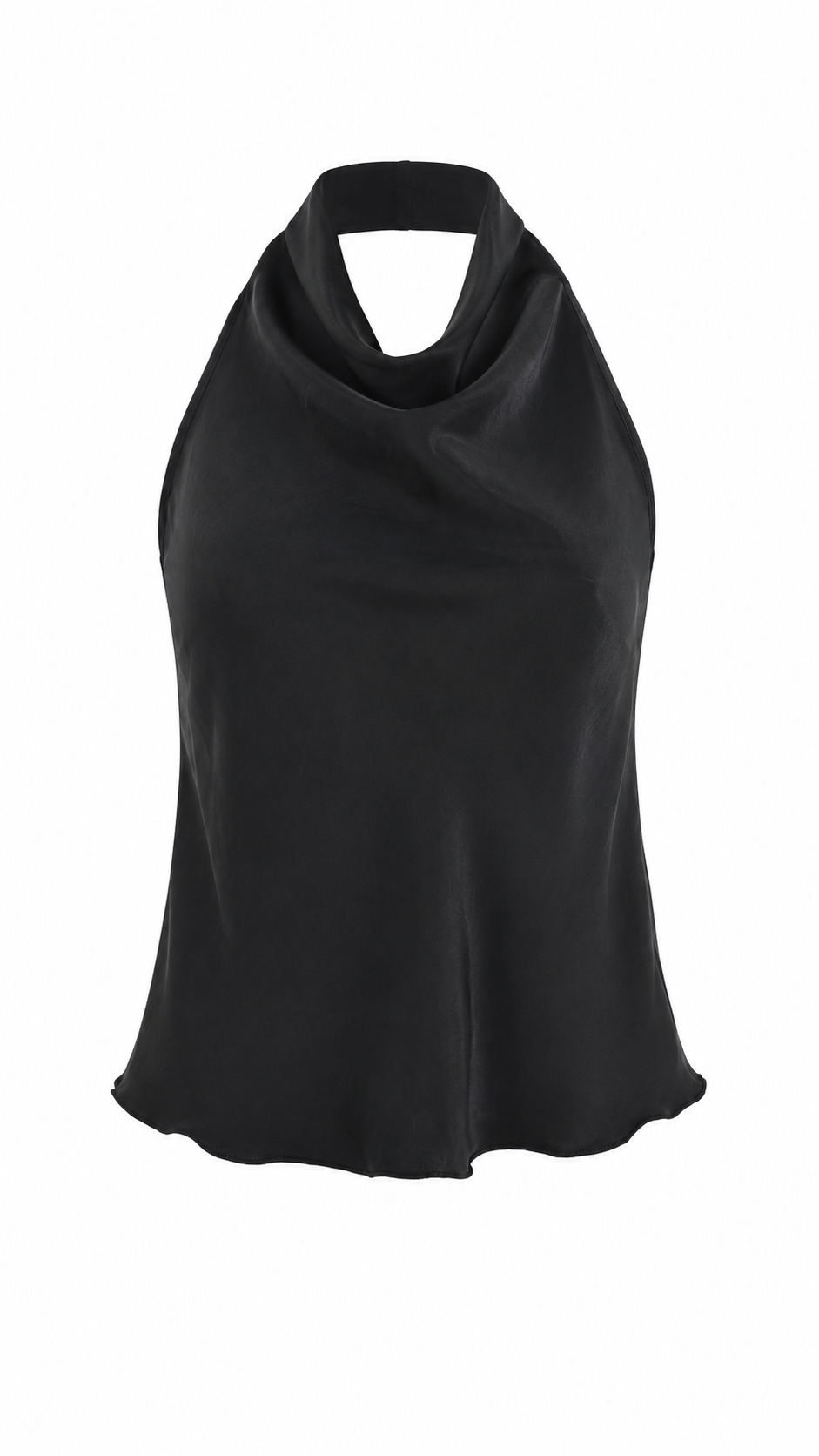 Top satinato con scollo halter drappeggiato
