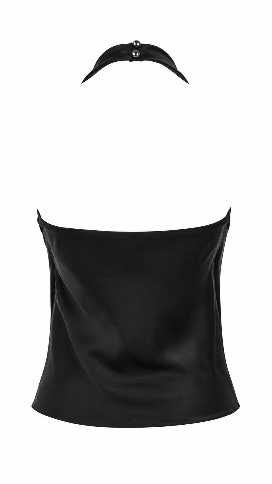 Top satinato con scollo halter drappeggiato