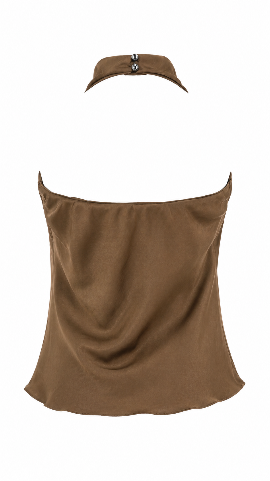 Top satinato con scollo halter drappeggiato