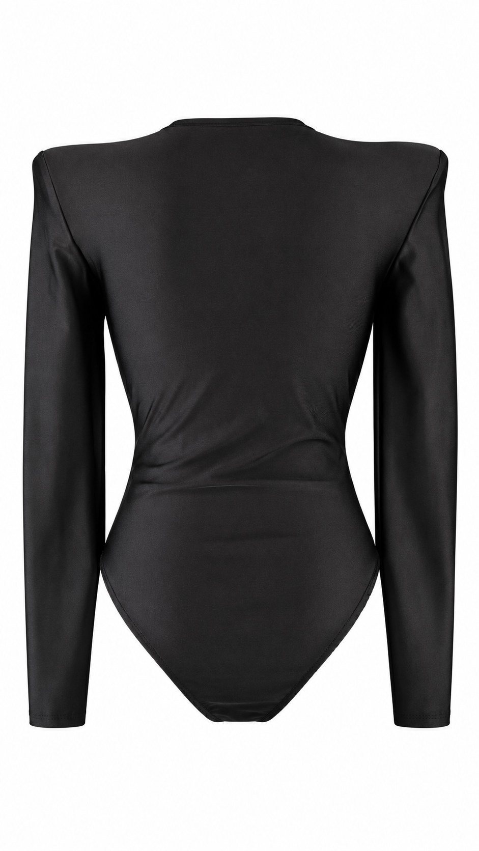 Body elegante a maniche lunghe con spalle strutturate e fascia drappeggiata annodata