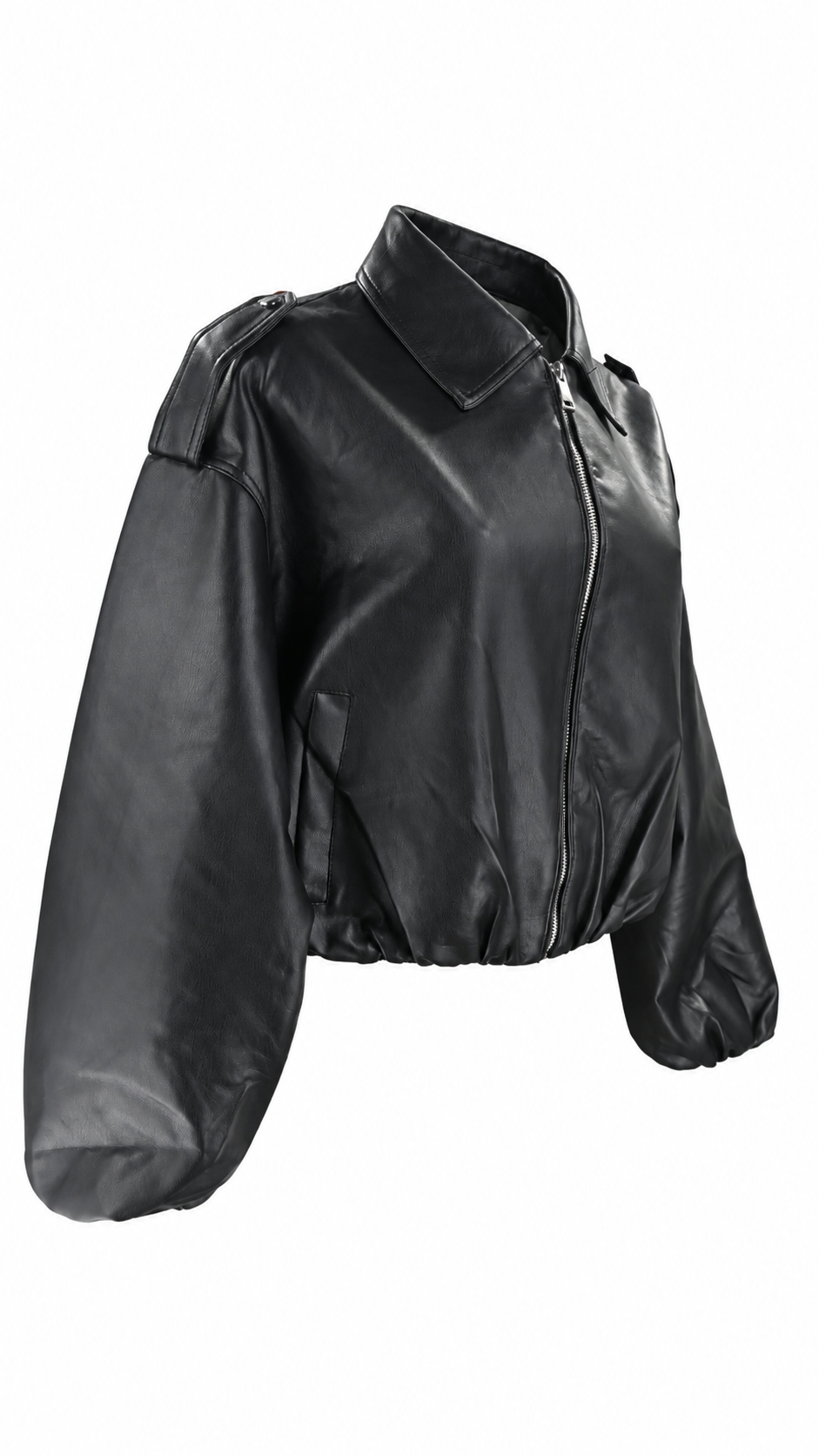 Giacca bomber nera in ecopelle