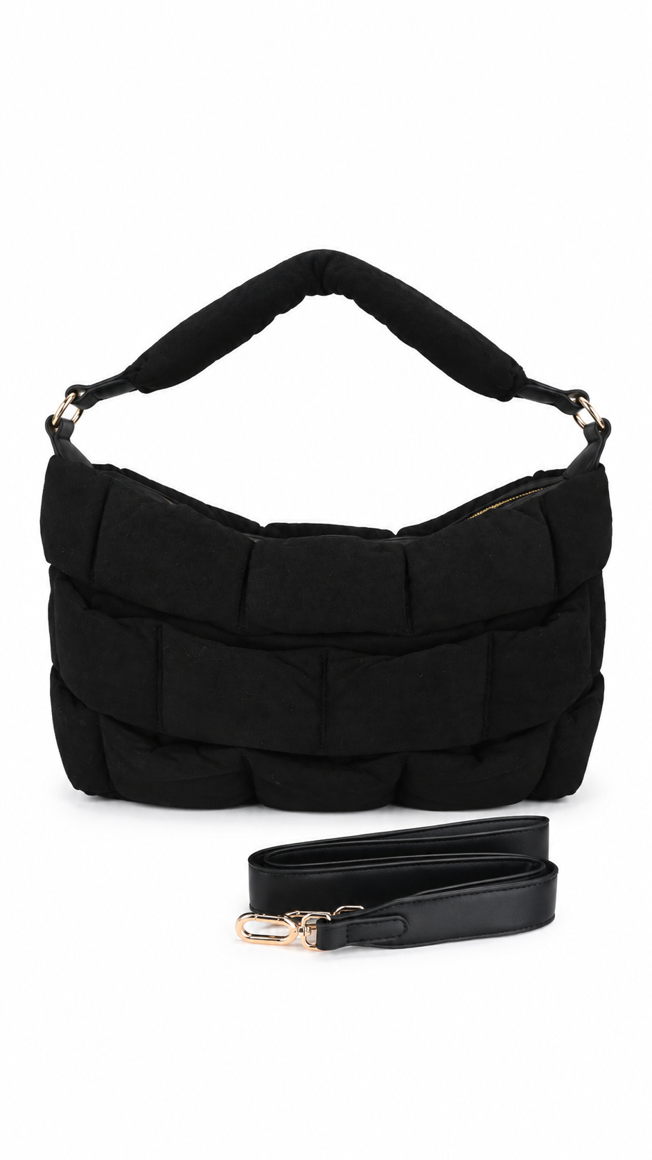 Borsa imbottita effetto camoscio