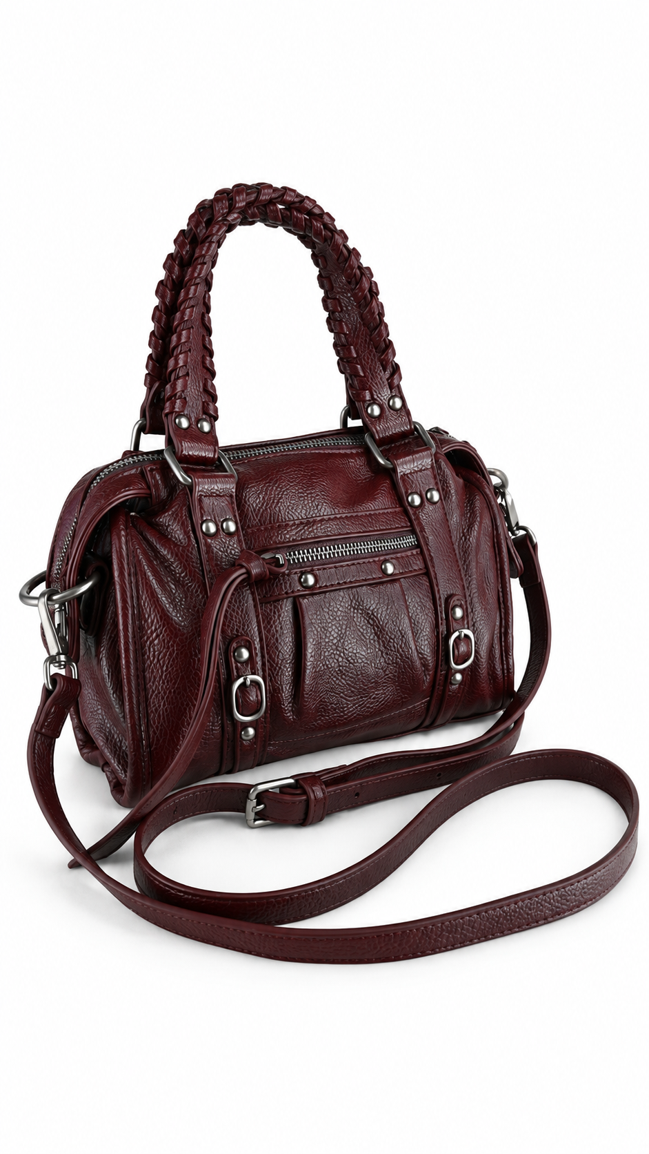 Borsa bauletto effetto pelle con doppi manici