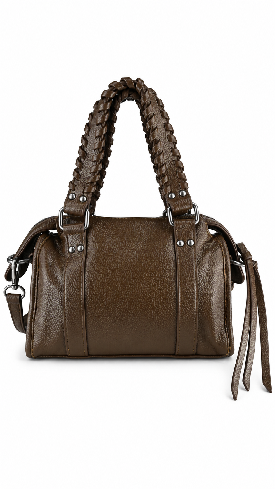 Borsa bauletto effetto pelle con doppi manici