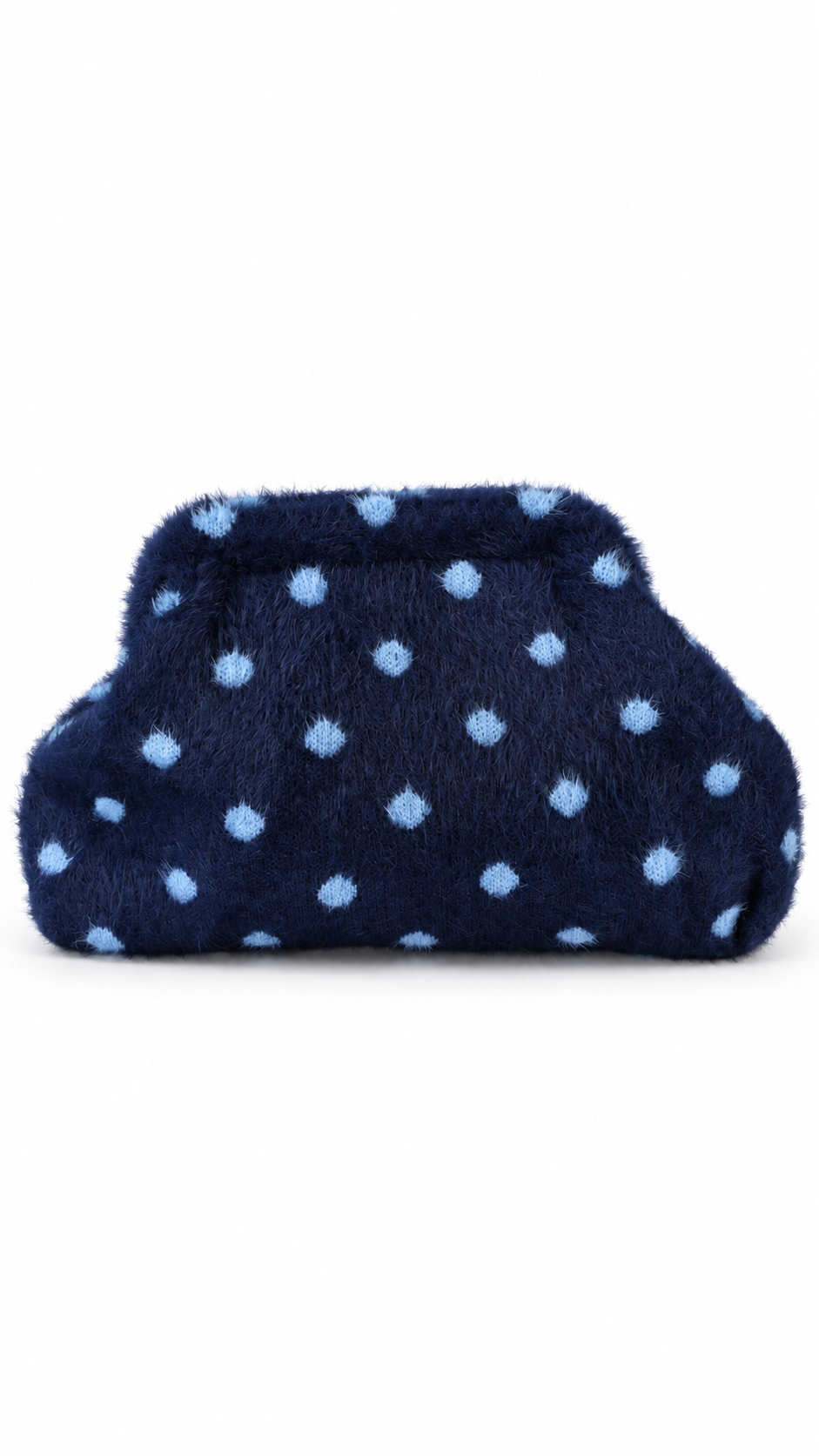 Borsa clutch effetto peluche a pois