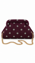 Borsa clutch effetto peluche a pois