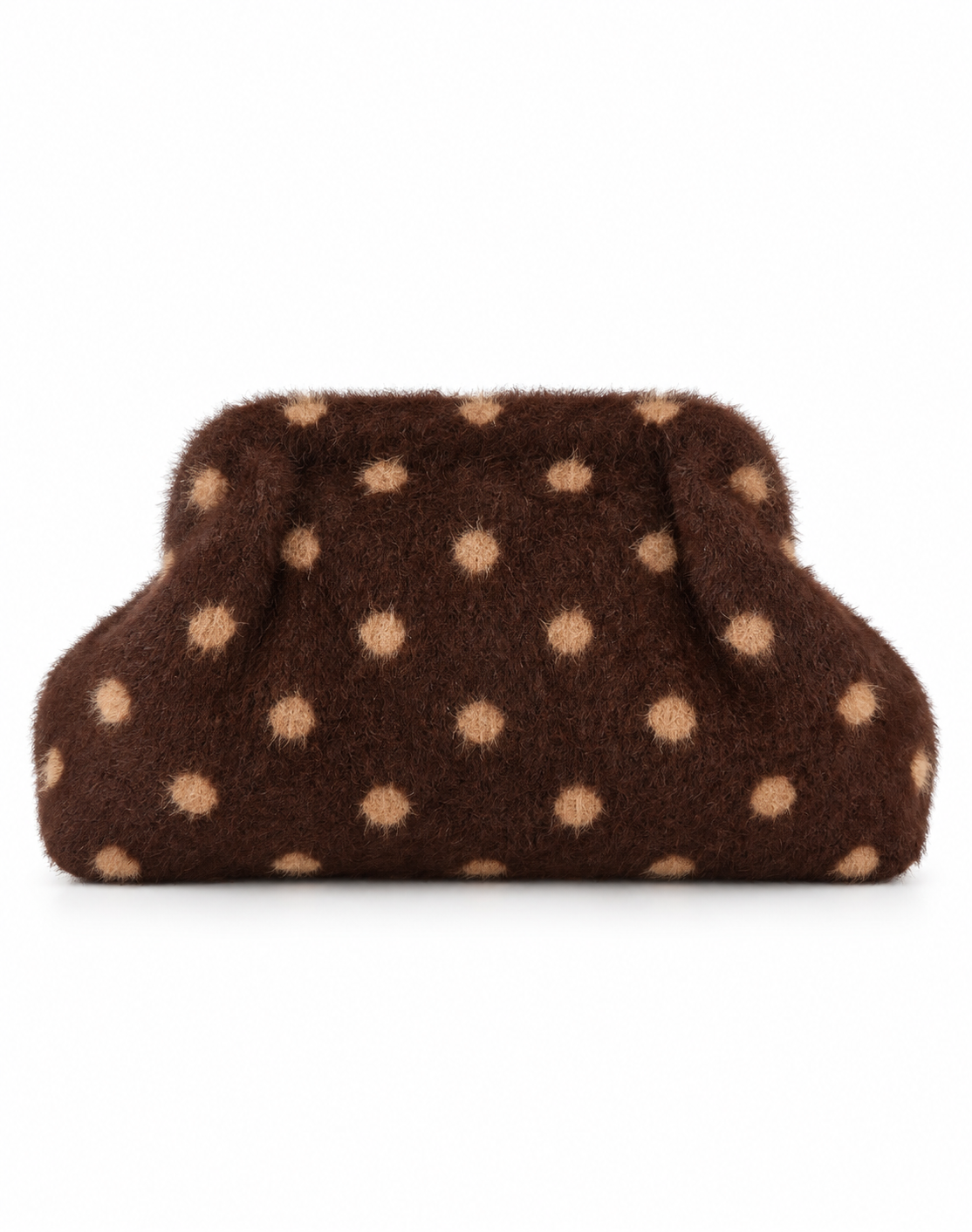 Borsa clutch effetto peluche a pois