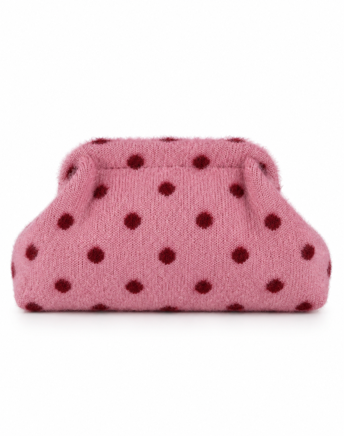 Borsa clutch effetto peluche a pois