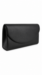 Pochette elegante con patta arrotondata effetto pelle