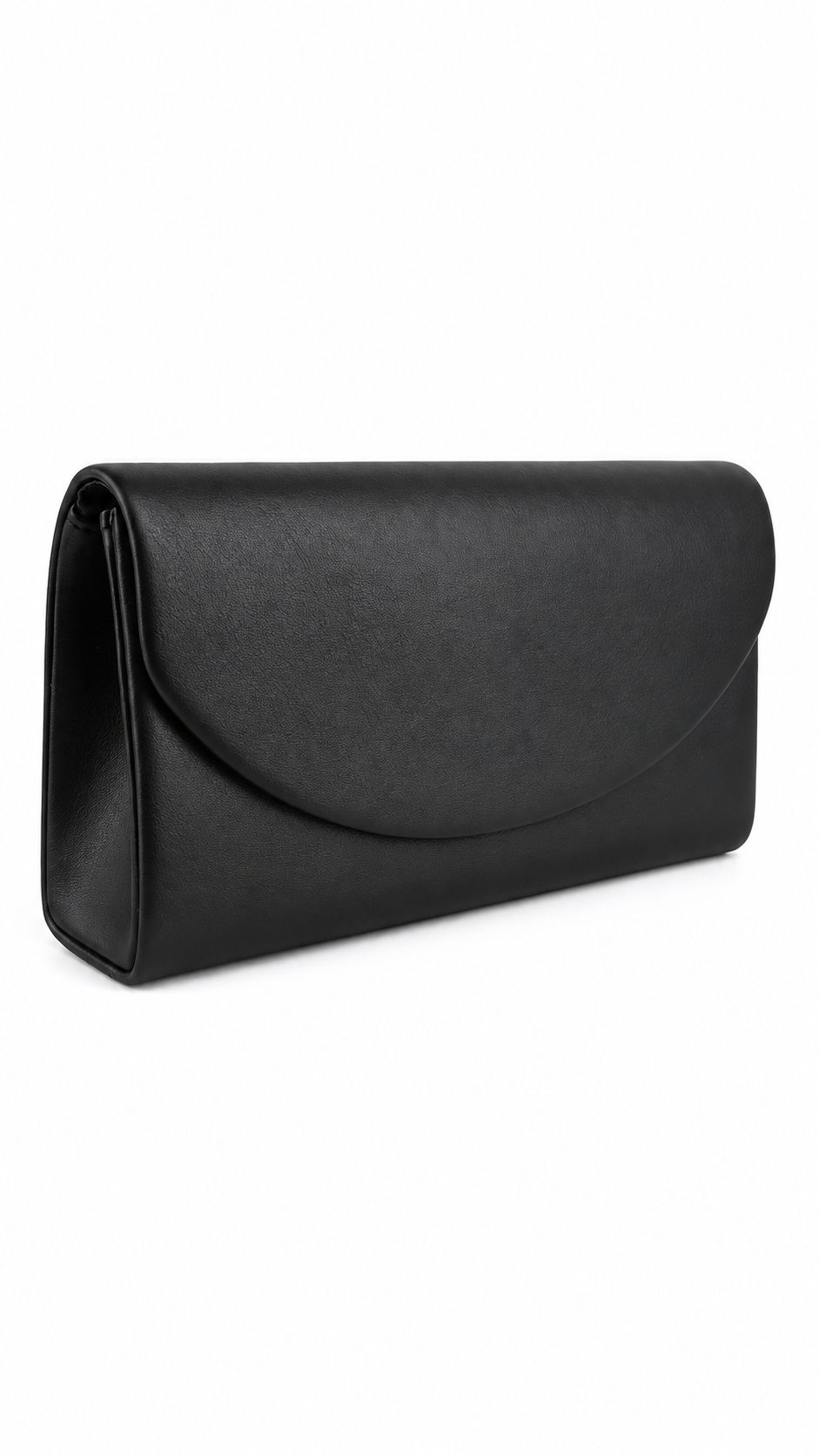 Pochette elegante con patta arrotondata effetto pelle