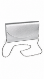 Pochette elegante con patta arrotondata effetto pelle