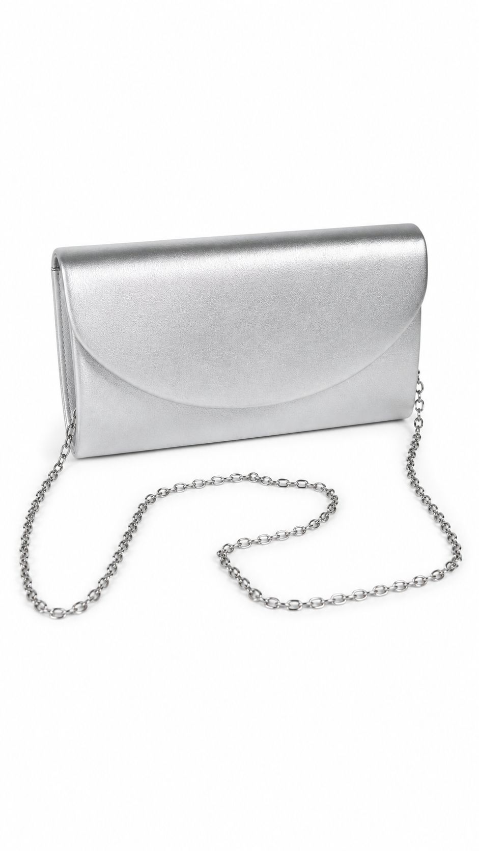 Pochette elegante con patta arrotondata effetto pelle