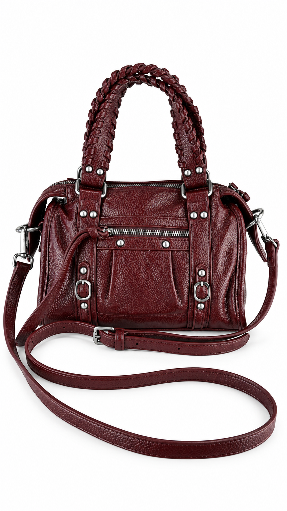 Borsa bauletto effetto pelle con doppi manici