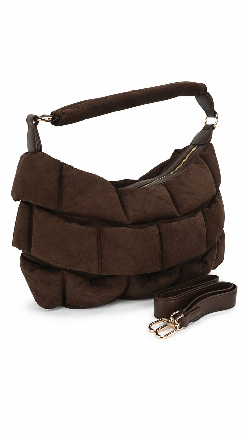 Borsa imbottita effetto camoscio
