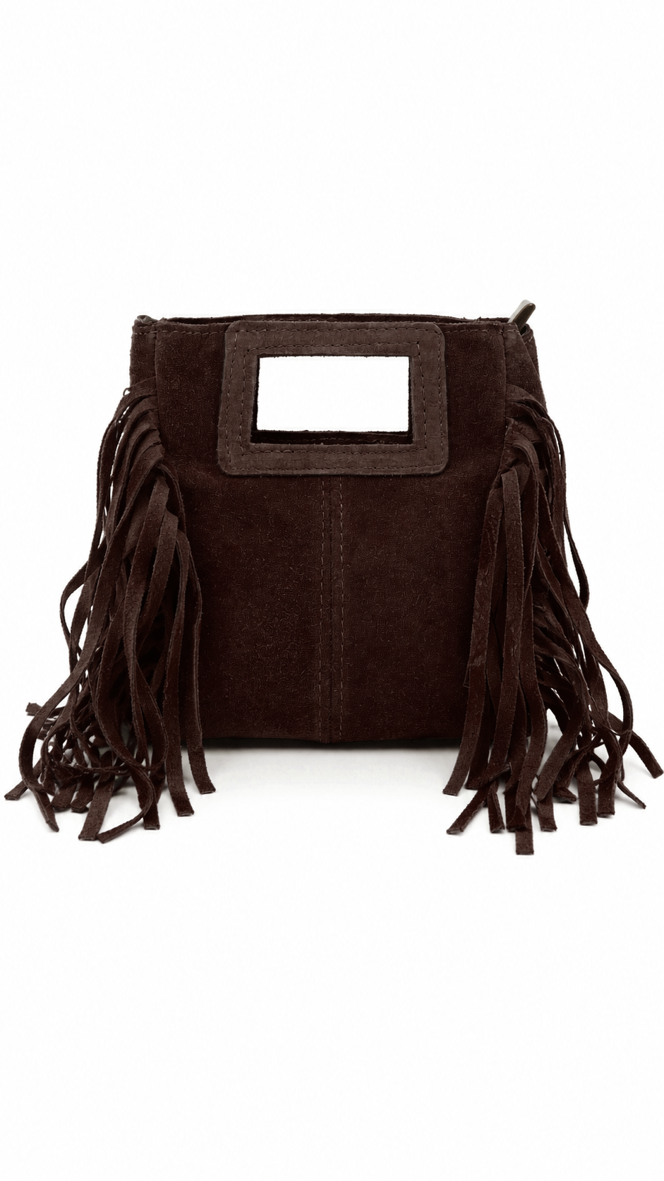 Borsa piccola con frange e manico rettangolare