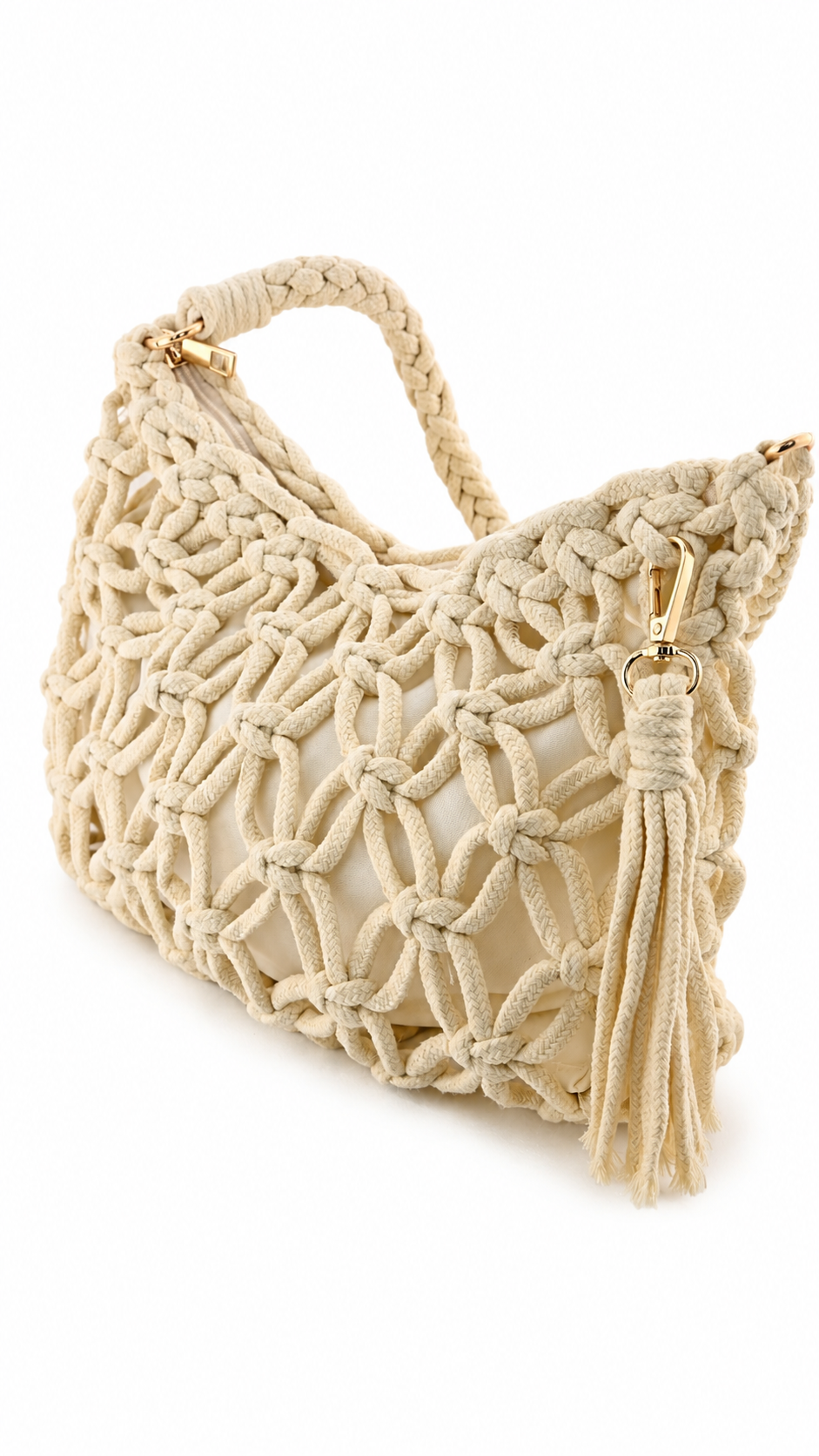 Borsa in corda attrecciata con nappina