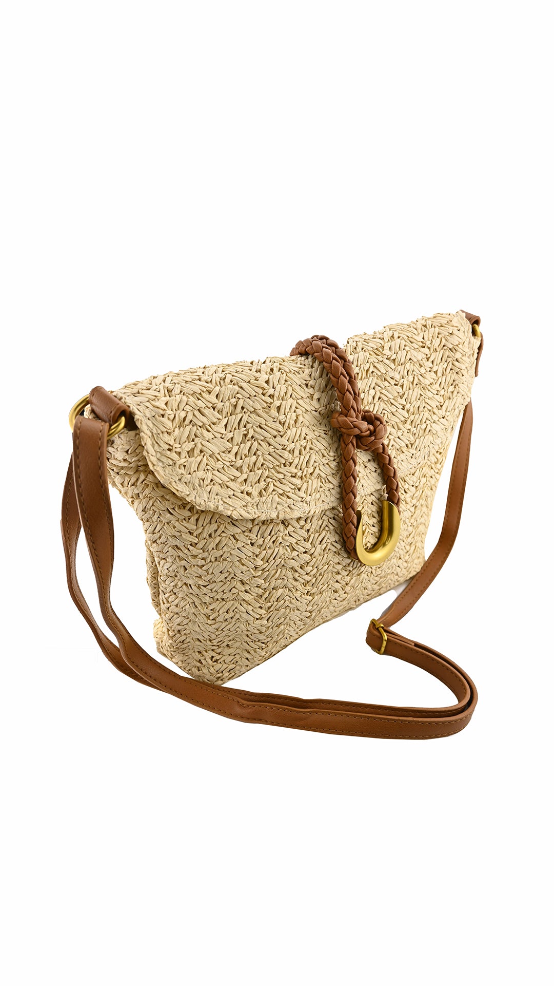 Borsa ricamata con patta e tracolla