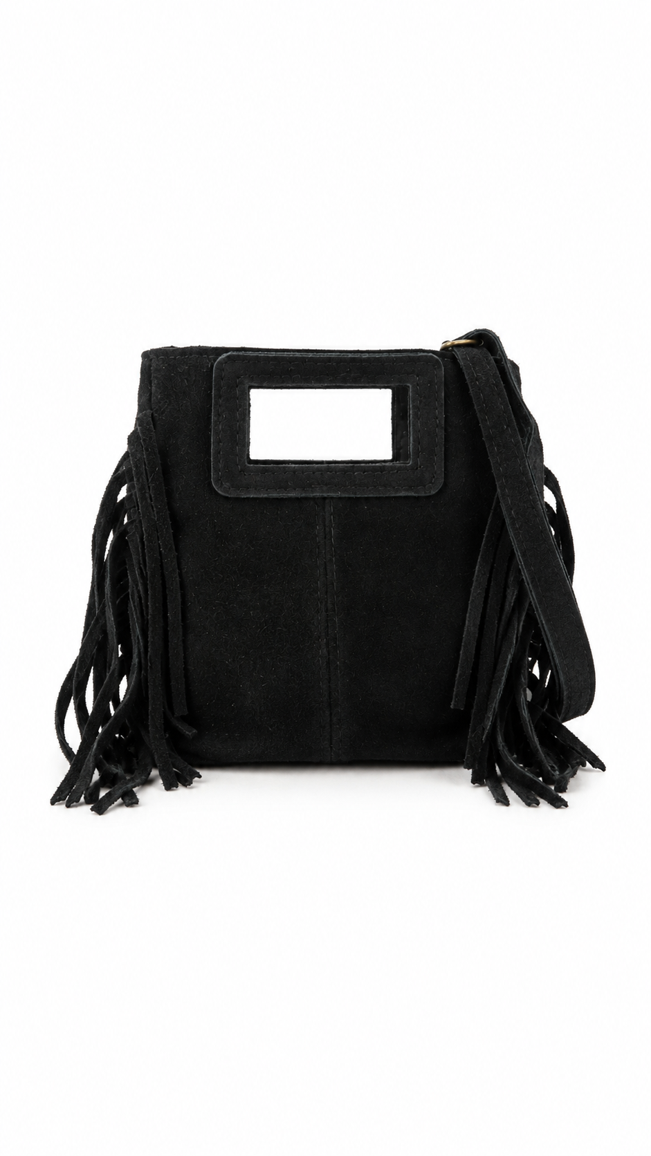 Borsa piccola con frange e manico rettangolare