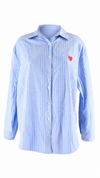 Camicia in cotone a righe con cuore ricamato