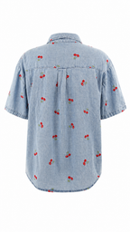 Camicia in denim con ricami a ciliegia