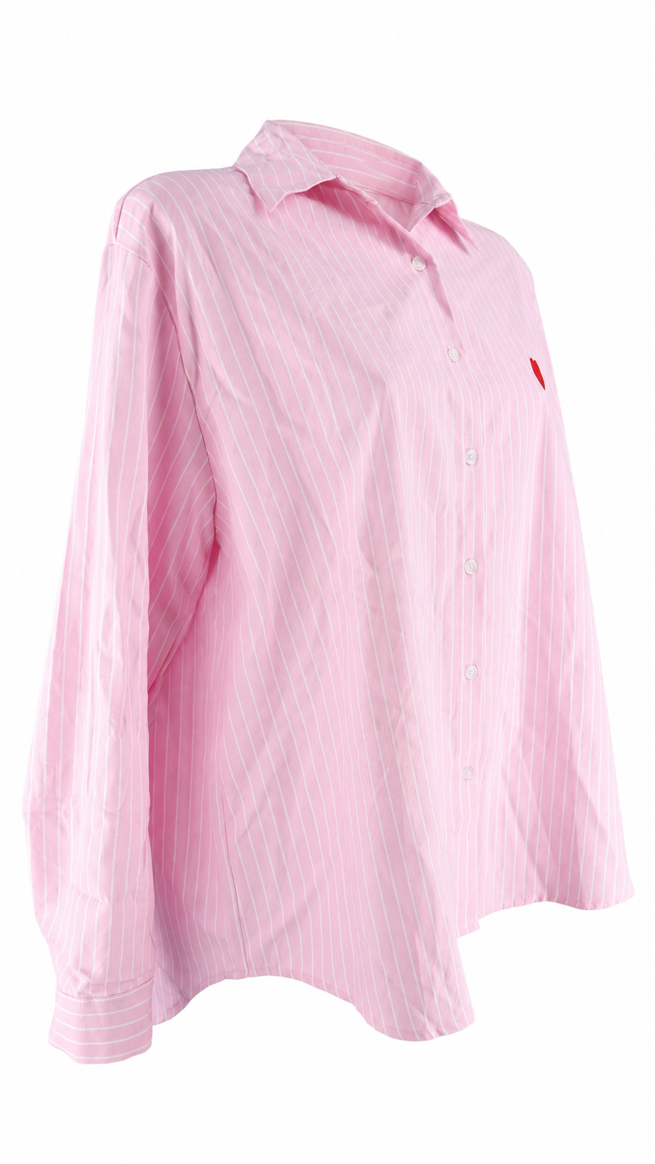 Camicia in cotone a righe con cuore ricamato