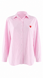 Camicia in cotone a righe con cuore ricamato
